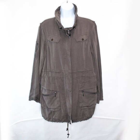 Esprit Utility Jacket Womens 6 Gray Soft Lyocell Casual Pockets Chore QQ16X - Picture 1 of 7
